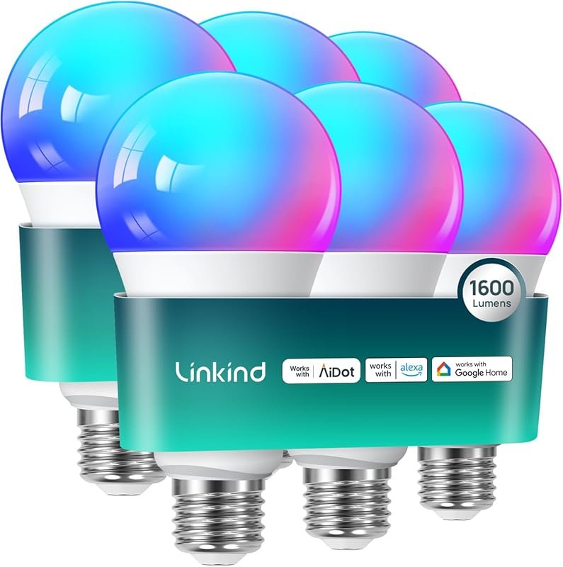 Linkind Smart Light Bulbs, 100W Equivalent, 1600LM, RGBTW Color Changi