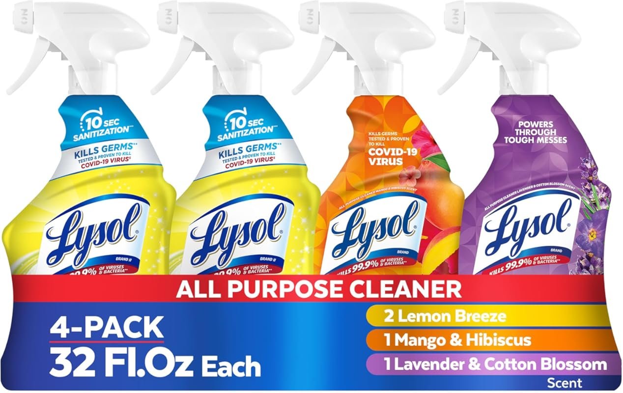 Lysol All-Purpose Disinfecting Spray, Lemon Breeze, Lavender, Mango, 3