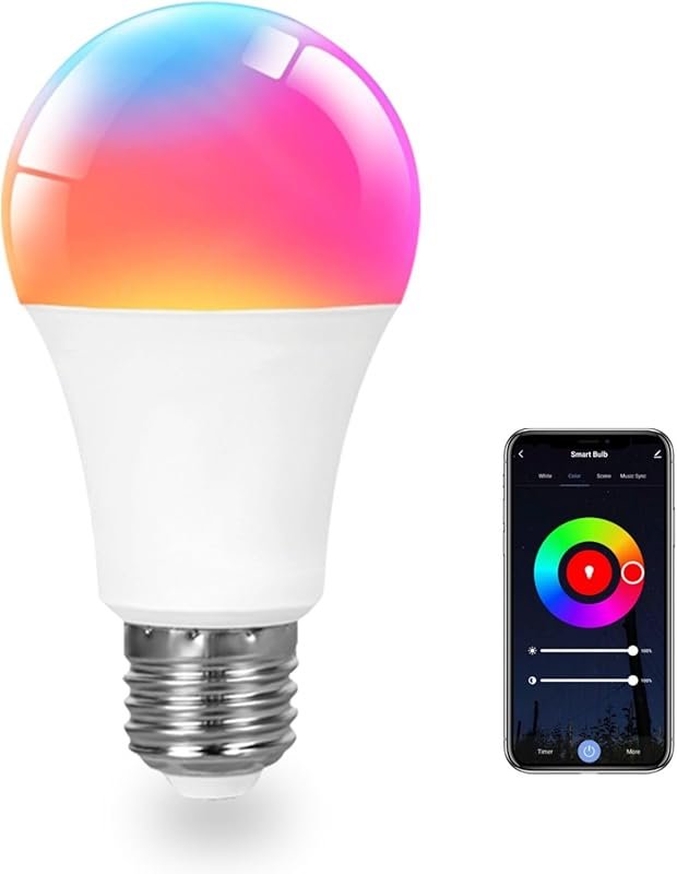 A19 Smart Light Bulb, 16 Million Colors, Music Sync, Alexa & Google As