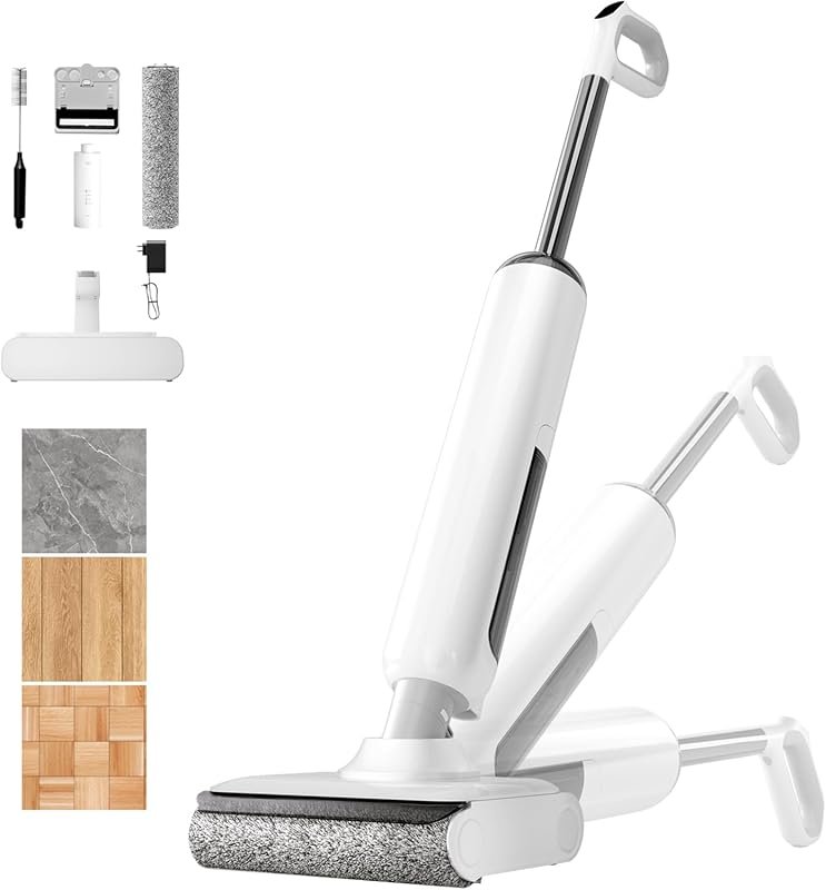 180° Lie-Flat Wet Dry Vacuum Mop with Auto Self-Cleaning and 45-Min Ru