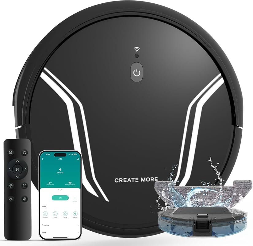 Bagotte Robot Vacuum and Mop Combo with 5000Pa suction and tangle-free