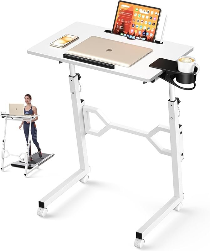 Small Standing Desk with Wheels, Portable Adjustable Height Laptop Tab