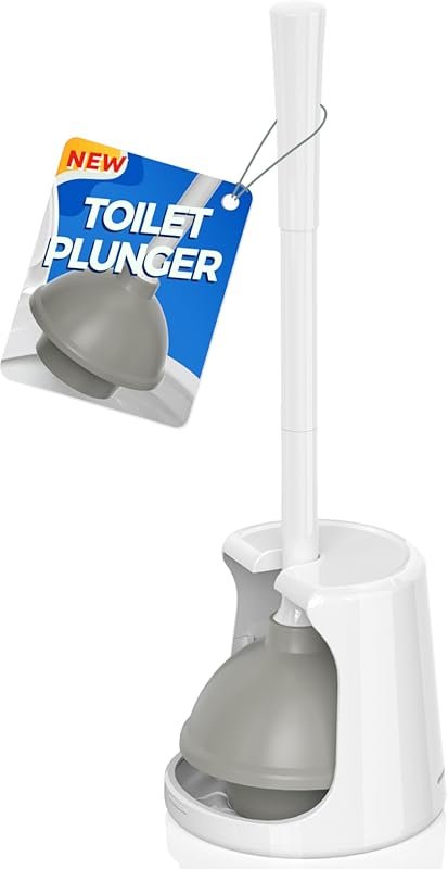 Heavy Duty Toilet Plunger with Holder Combo for 5.7-inch Toilet Drain 