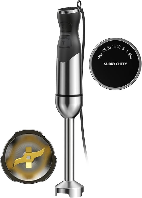 1000W immersion blender with 25-speed settings, stainless steel design