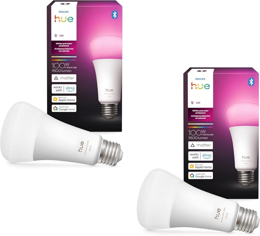 Philips Hue Smart LED A21 Bulb,White and Color Ambiance, E26 Base,13.5