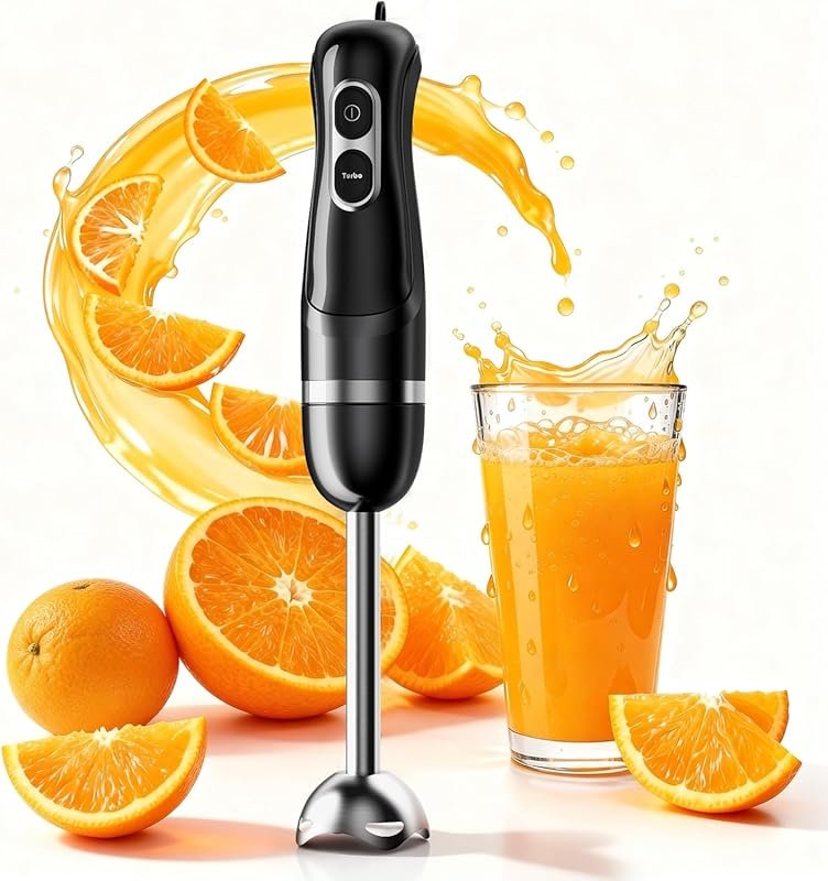 Corded Immersion Blender with Stainless Steel Blades for Smoothies, So