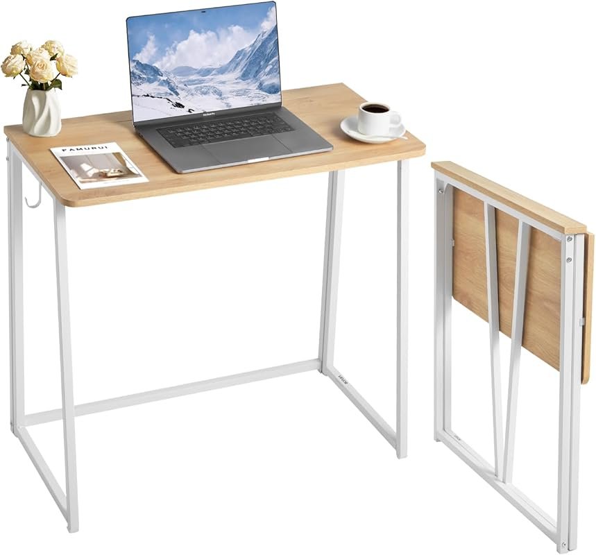 VEVOR Folding Desk with Storage Hooks – 31.5-Inch Compact Computer Tab