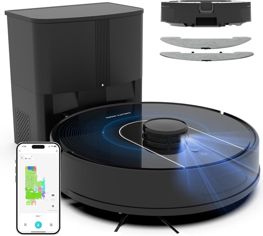 Bagotte Robot Vacuum and Mop Combo with 5000Pa suction and smart sched