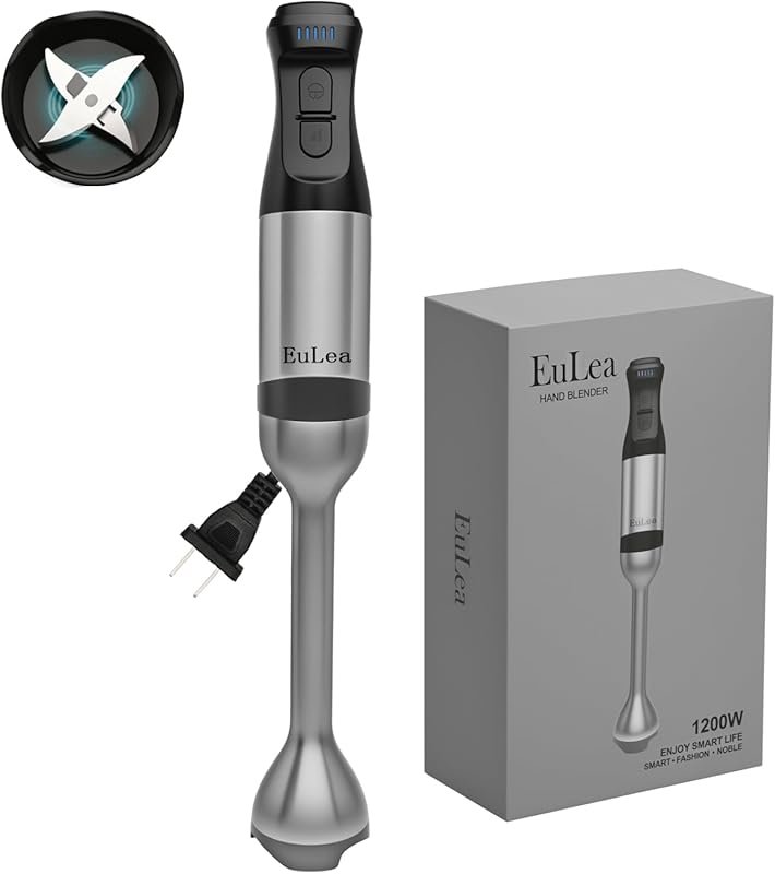 Immersion Hand Blender 1200W with 5-Speed Settings and Stainless Steel