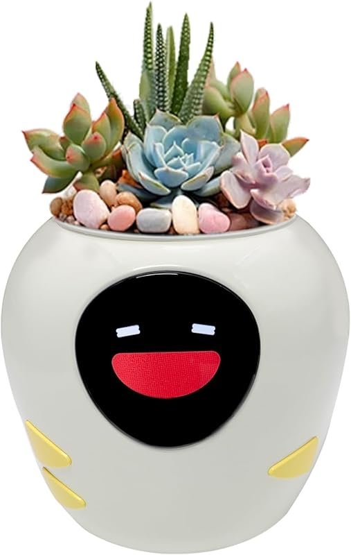 Smart plant pot with expression display, water/light/temperature senso