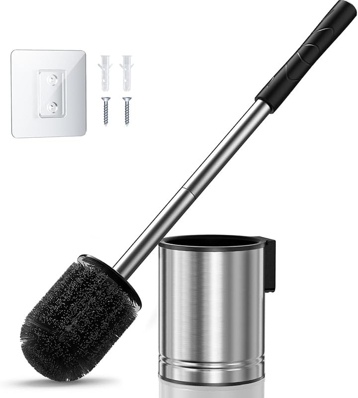HAMITOR Toilet Brush Set: Space-Saving Hidden Holder for Small Bathroo