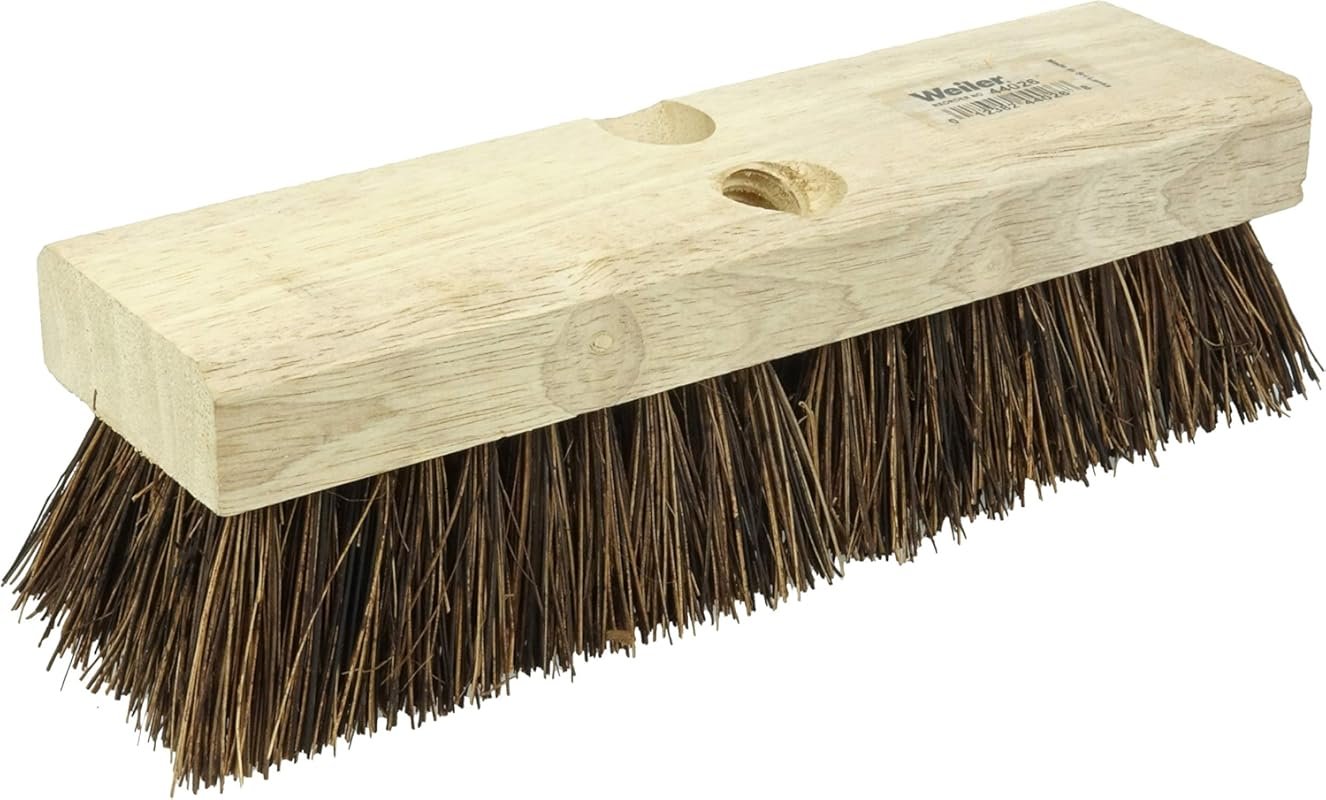 Weiler 44026 Heavy Duty Deck Scrub Brush Natural Palmyra Bristles for