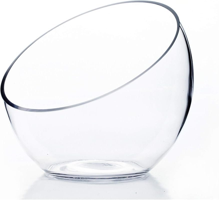 WGVI Slant Cut Glass Bowl - Terrarium, Candy Dish - 7