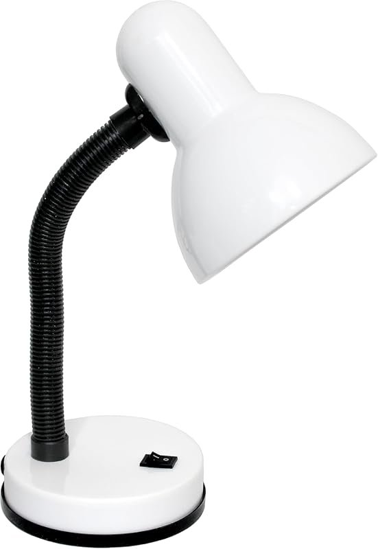 Simple Designs LD1003-WHT Metal Desk Lamp with Flexible Hose Neck for 