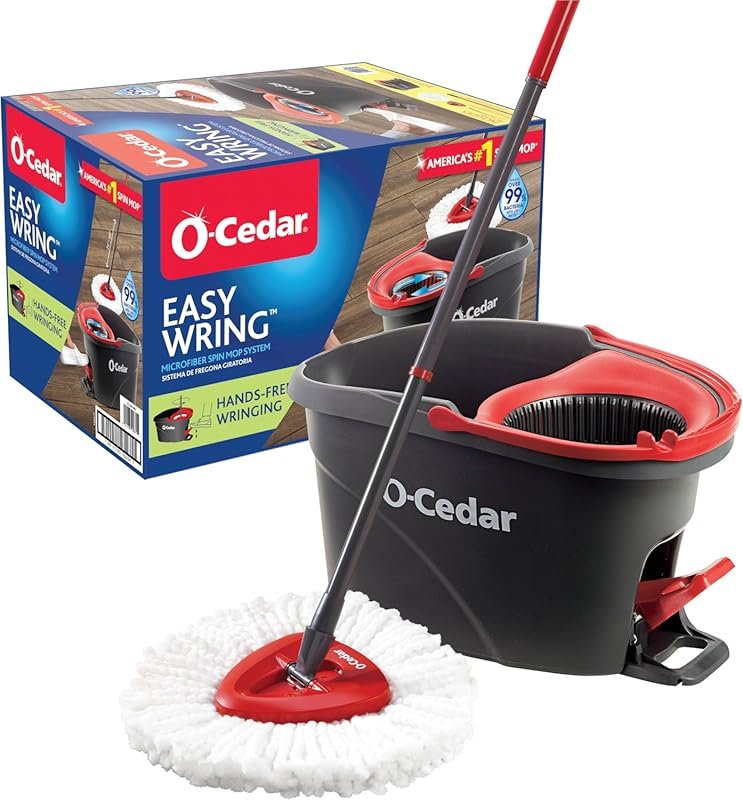 O-Cedar EasyWring Microfiber Spin Mop & Bucket Floor Cleaning System, 