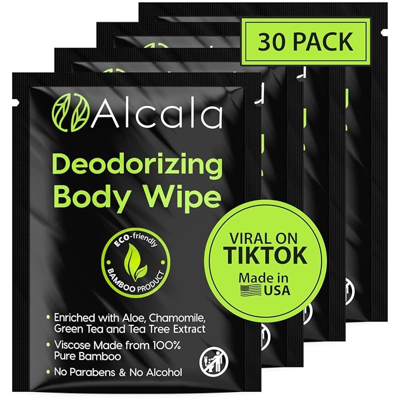 Alcala Deodorizing Body Wipes Biodegradable Bamboo Aloe Tea Tree - Ind