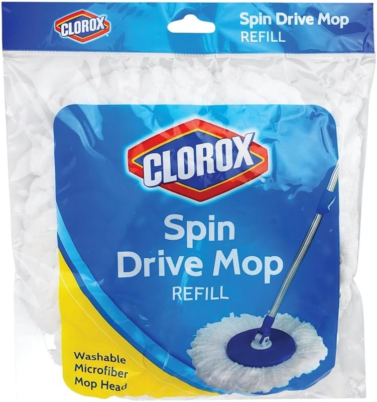 Clorox Spin Dry Mop Machine-Washable Refill Head, One Refill in White