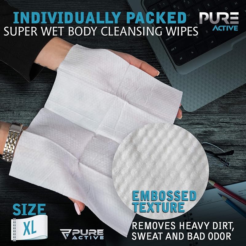 Shower Body Wipes: 40 individually wrapped hygiene wipes for women and