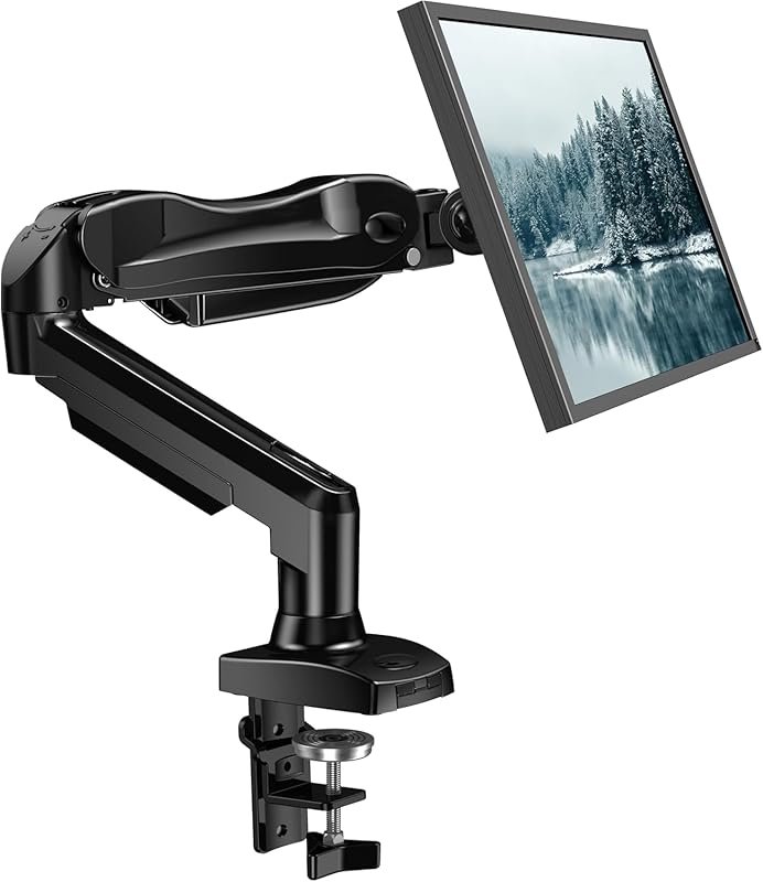 HUANUO FlowLift Single Monitor Mount for 13-32 Inch Monitors, Clamp an