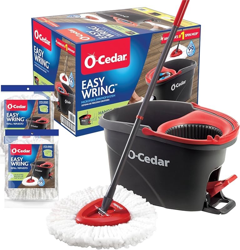 O-Cedar EasyWring Microfiber Spin Mop & Bucket Floor Cleaning System I