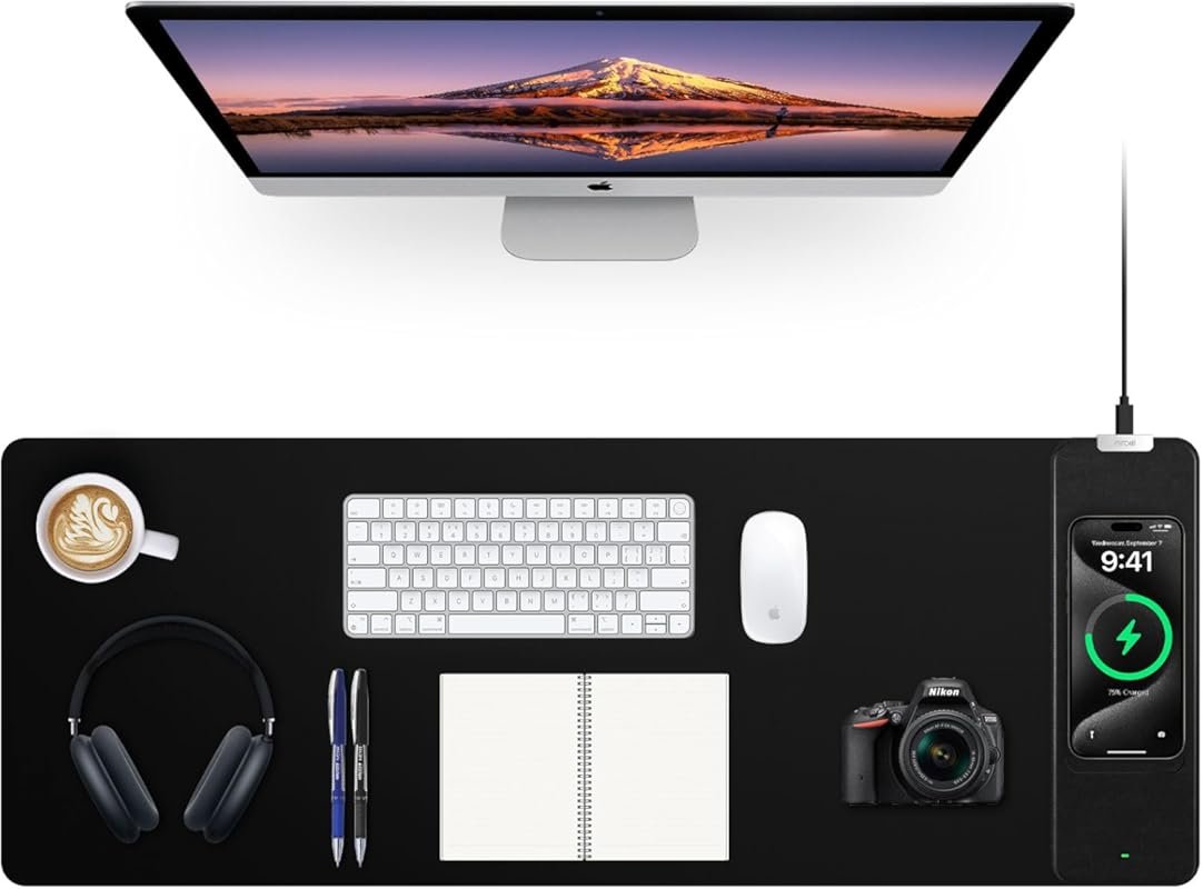 Large Wireless Charging Gaming Mouse Pad - Non-Slip Rubber Base Extend