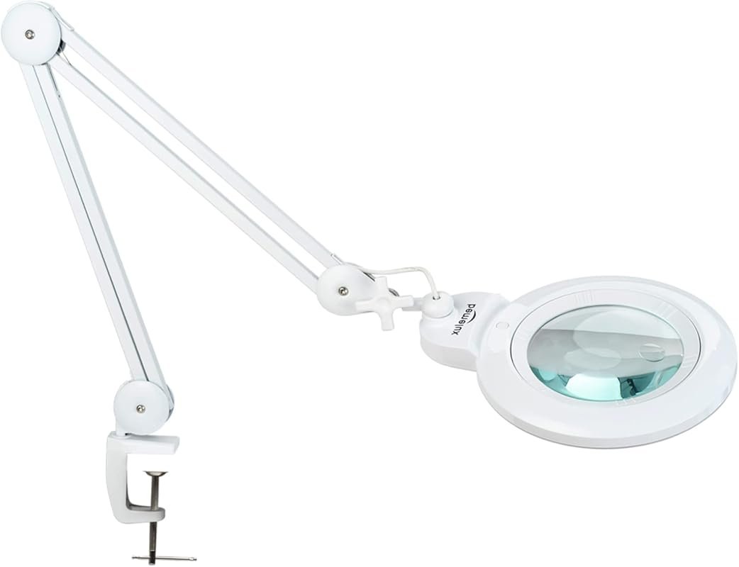 Bifocals Magnifying Desk Lamp with Clamp - 5 Diopter & 20 Diopter Dual