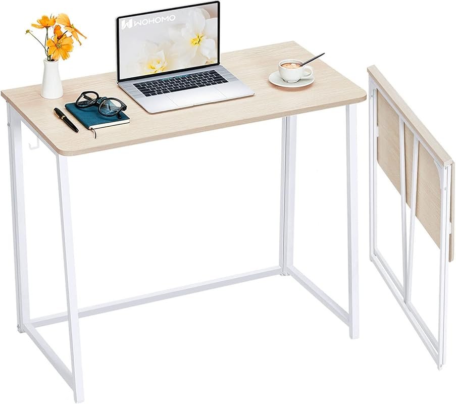 WOHOMO 31.5-Inch Small Folding Desk – Space-Saving Computer Table Writ
