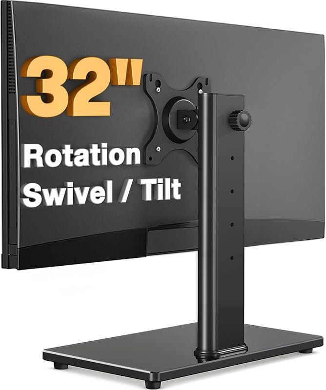 Adjustable Free-Standing Monitor Stand for 13-32 Inch Screens with Swi