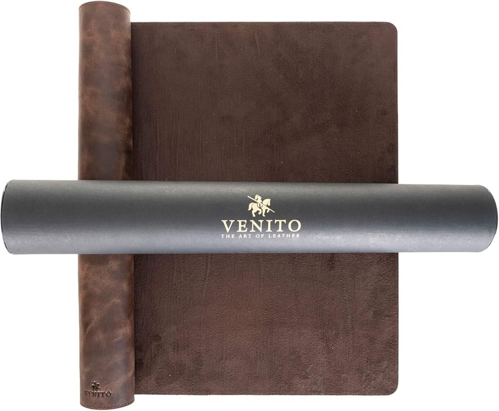 Venito Premium Leather Desk Pad Mat 36x19 Inch, Large Keyboard Mouse M