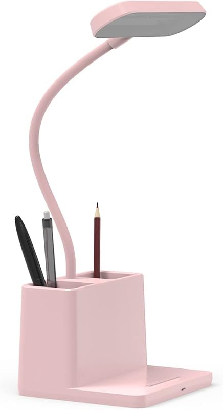 AXX Pink LED Desk Lamp with Rechargeable, Touch Control, Gooseneck for