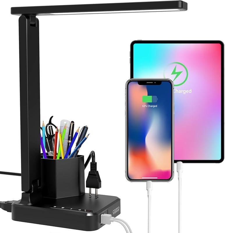 cozoo LED Desk Lamp: USB, AC, Dimmable Eye-Caring, Touch Memory Timer 