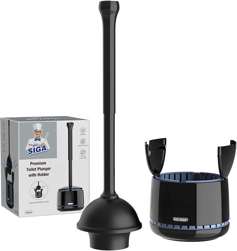 MR.SIGA Toilet Plunger with Holder, Heavy Duty Toilet Plunger and Hold