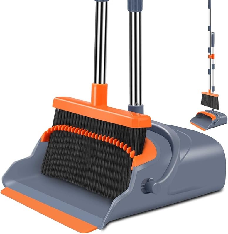 Kelamayi Upgrade Broom Dustpan Set Self-Cleaning Teeth Indoor Outdoor