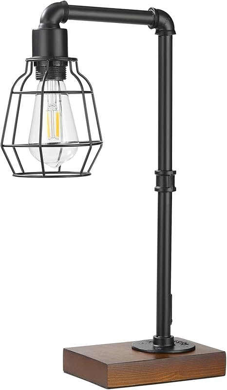 CONCA Industrial Steampunk Table Lamp Edison Bulb Metal A-Black 19.6x1