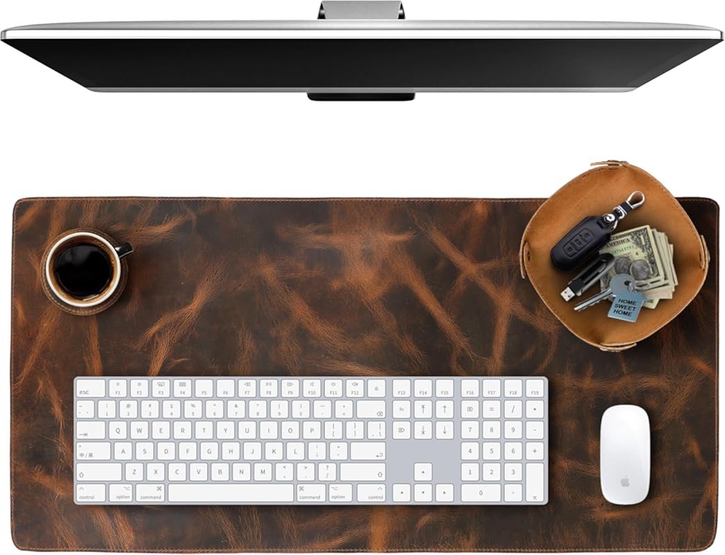ELIZO Real Leather Desk Pad – Large 2-Layer 3mm Desk Cover for Gaming,