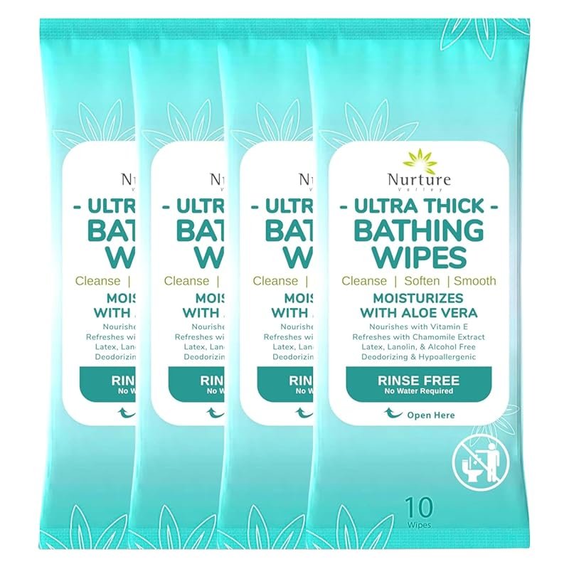 Nurture XL Ultra Thick Body Wipes Aloe 40 Extra Large No Rinse Waterle