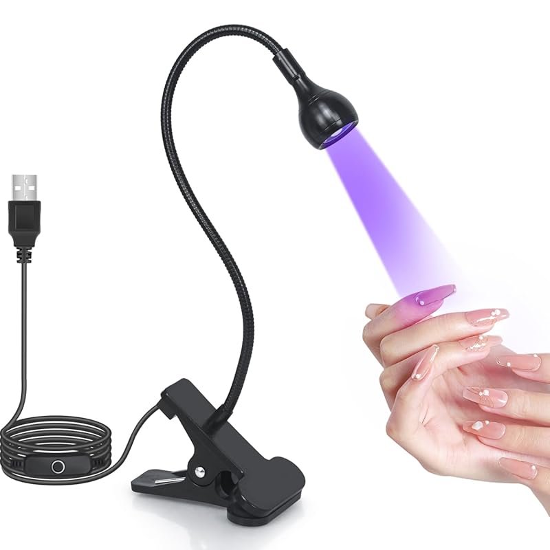 UV Nail Lamp LED Gooseneck Flash Cure with 365+395nm, 4 Levels Dimming