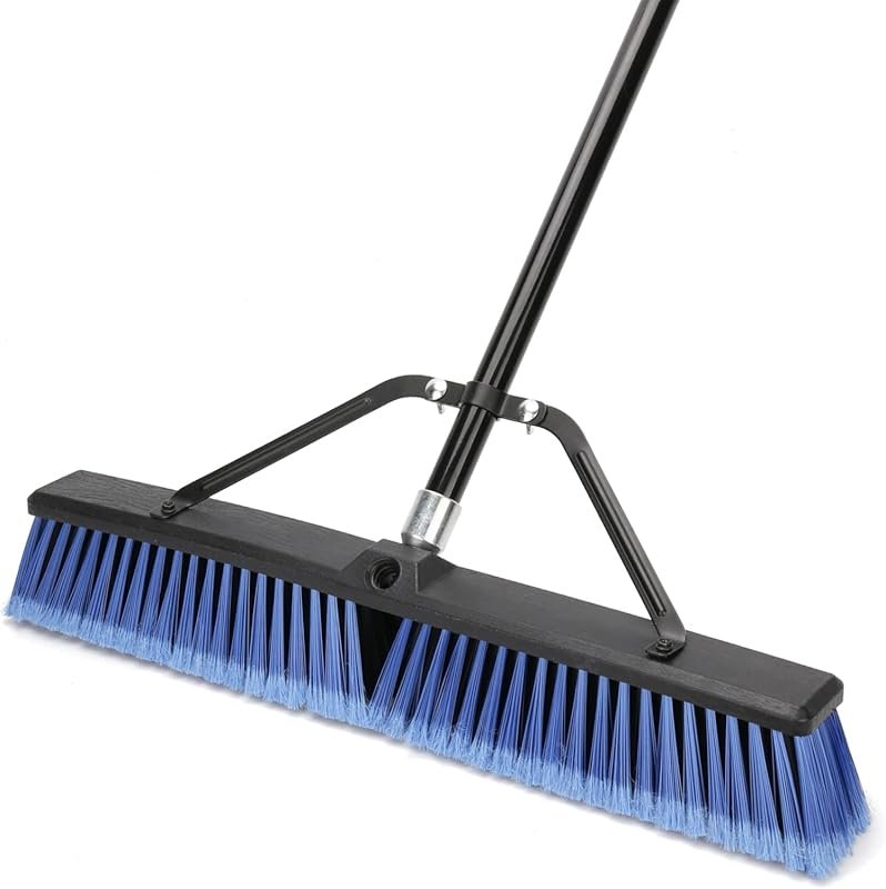 24-Inch Push Broom for Outdoor Cleaning on Decks, Driveways, Garages, 