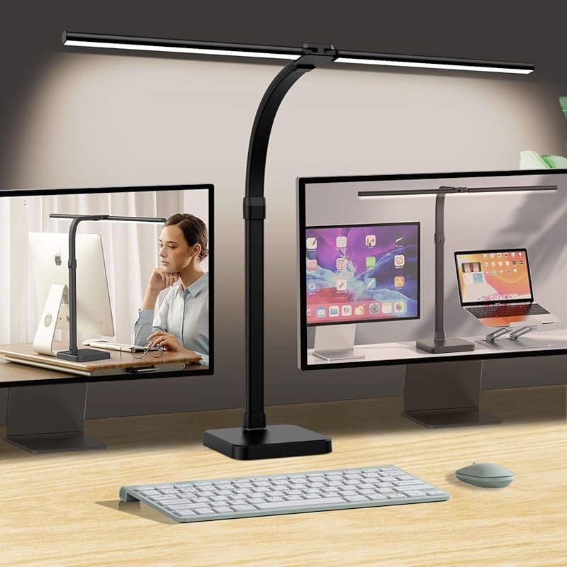 24W Double Head LED Desk Lamp: Architect Light, 5 Brightness Levels, F
