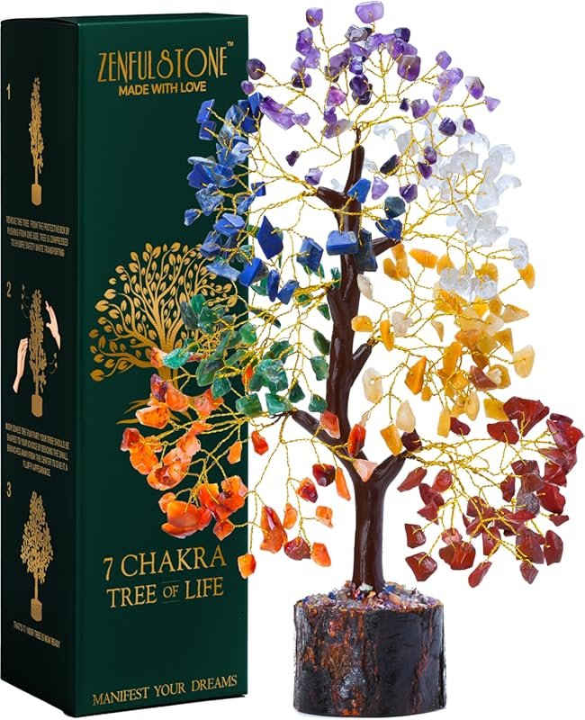 7 Chakra Crystal Money Tree: Handmade Feng Shui for Wealth, Luck, Posi