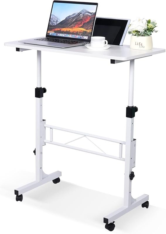 KLSMYHOKI Standing Desk - Adjustable Height Mobile Roller Desk with Wh