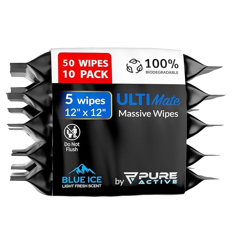 XXL No Rinse Shower Wipes Adults Extra Thick Hiking Workout Travel 12i