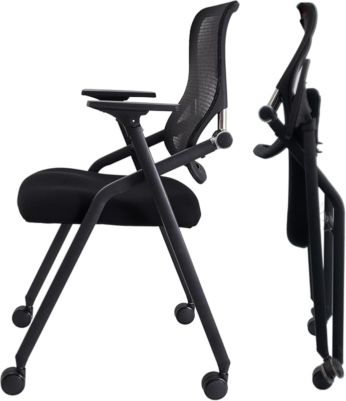 PRO Stackable Foldable Conference Chair: 2X Thick Cushion, Lumbar Supp