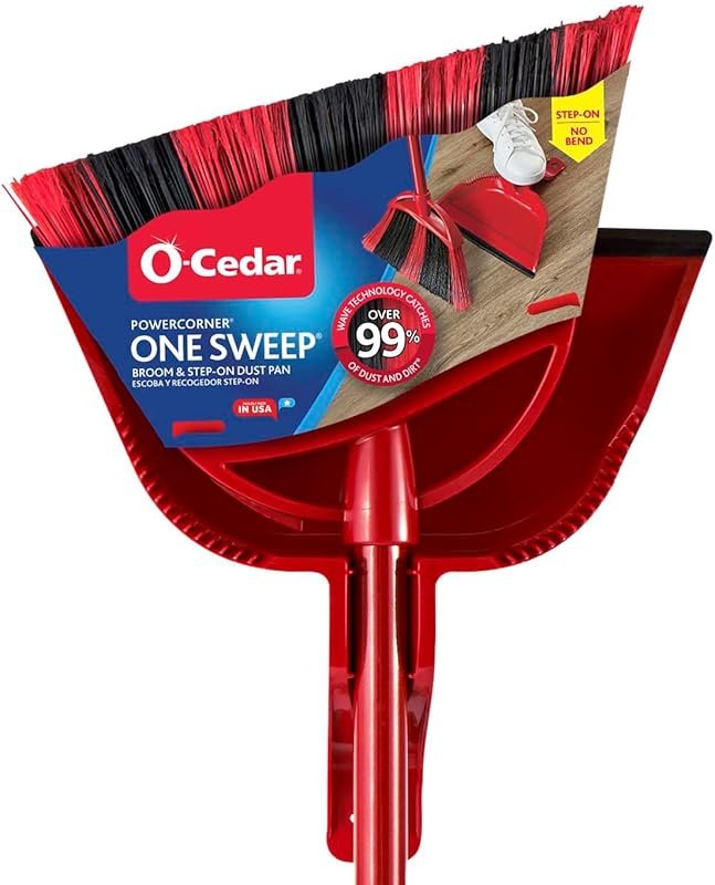 O-Cedar One Sweep Broom with Step-On Dustpan: Remove 99% with One Swee