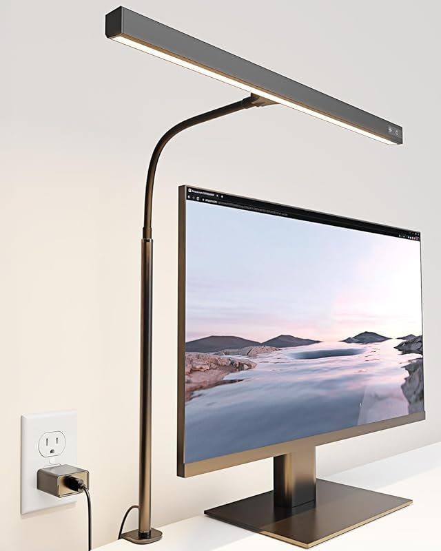 SUPERDANNY LED Desk Lamp: Eye-Caring Adjustable Gooseneck, 12W Touch D
