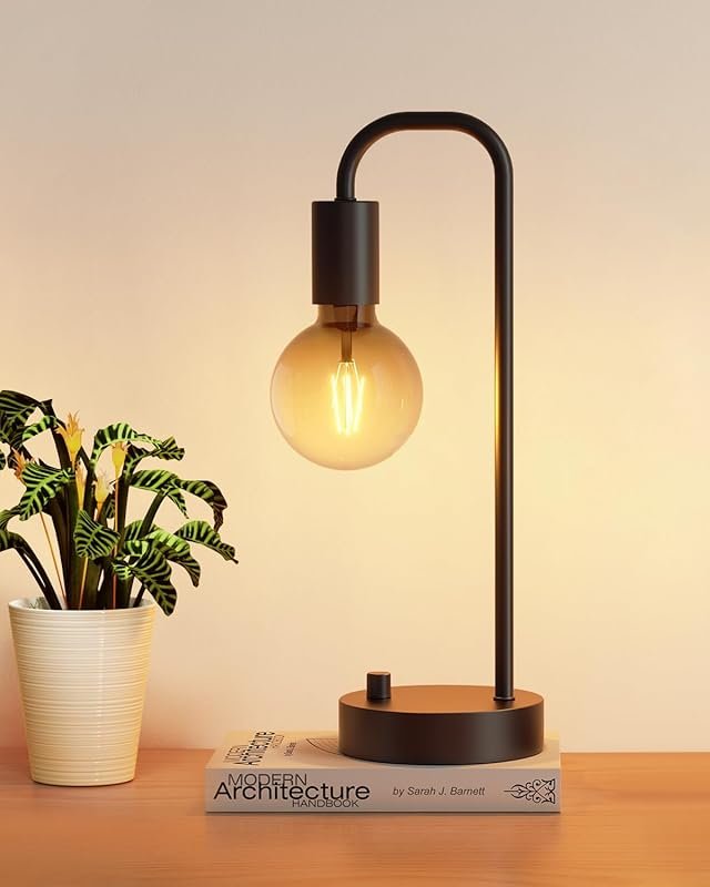 ONEWISH Industrial Table Lamp - Fully Dimmable with 2700K Warm Light B