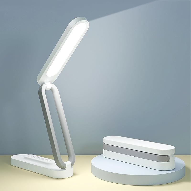 LED Rechargeable Desk Lamp - Battery Operated, Foldable Portable Light