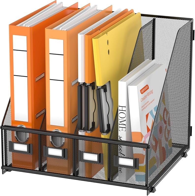 DALTACK Metal Desk Organizer - Magazine File Holder with 4 Vertical Co