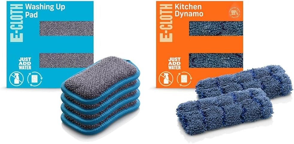 E-Cloth Washing Up Pads Kitchen Dynamo 4-pack: premium microfiber non-