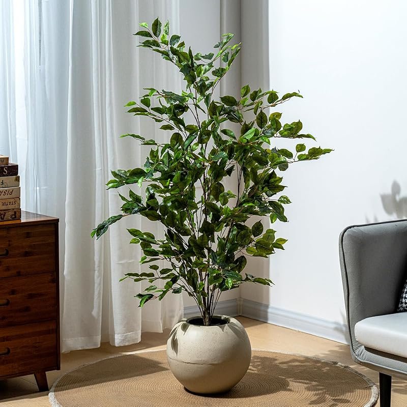 4ft Artificial Ficus Tree - Large Potted Faux Tree with Realistic Silk